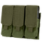 The Condor Triple M4 Mag Pouch in Olive Drab features three compartments, each secured by a flap with a hook-and-loop closure.