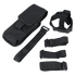 The Condor M4 Buttstock Mag Pouch is a black nylon tactical pouch with a flap cover, designed for military or law enforcement use. It comes with four adjustable black straps and plastic buckles, shown on a plain background.
