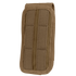 The Condor M4 Buttstock Mag Pouch is a tan nylon tactical pouch featuring two vertical MOLLE straps on the back for attachment to military or bushcraft gear.