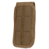 The Condor M4 Buttstock Mag Pouch is a tan nylon tactical pouch featuring two vertical MOLLE straps on the back for attachment to military or bushcraft gear.