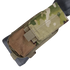 The Condor M4 Buttstock Mag Pouch in Scorpion OCP is shown from above, attached to a belt, with its flap secured by Velcro.