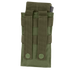 The Condor Single M4 Mag Pouch in olive green features two vertical straps with snap buttons on the back for easy attachment to gear or belts.
