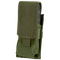 The Condor Single M4 Mag Pouch in Olive Drab is a tactical nylon pouch with a flap cover and Velcro strap, designed to securely hold an M4 magazine.
