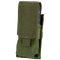 The Condor Single M4 Mag Pouch in Olive Drab is a tactical nylon pouch with a flap cover and Velcro strap, designed to securely hold an M4 magazine.