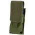 The Condor Single M4 Mag Pouch in Olive Drab is a tactical nylon pouch with a flap cover and Velcro strap, designed to securely hold an M4 magazine.