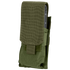 The Condor Single M4 Mag Pouch in Olive Drab is a tactical nylon pouch with a flap cover and Velcro strap, designed to securely hold an M4 magazine.