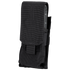 Condor Single M4 Mag Pouch made of black tactical nylon with a flap closure, showing part of the magazine at the top.