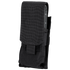 Condor Single M4 Mag Pouch made of black tactical nylon with a flap closure, showing part of the magazine at the top.