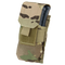 The Condor Single M4 Mag Pouch in MultiCam features a flap closure and holds a black magazine partially visible at the top.