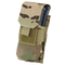 The Condor Single M4 Mag Pouch in MultiCam features a flap closure and holds a black magazine partially visible at the top.