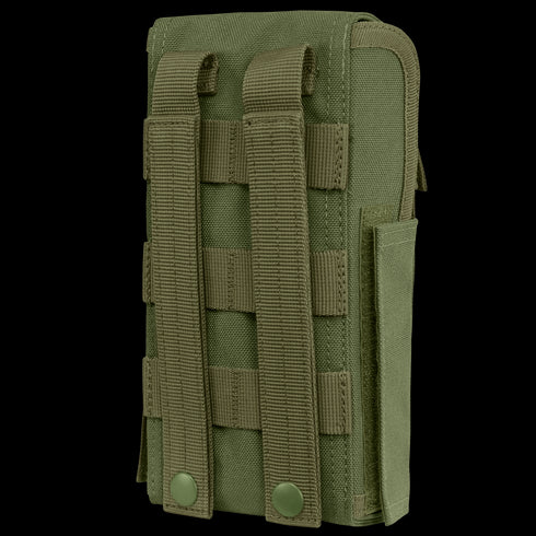 The Condor Shotgun Reload Pouch is a green tactical pouch with MOLLE webbing and snap-button straps for easy attachment to compatible gear.