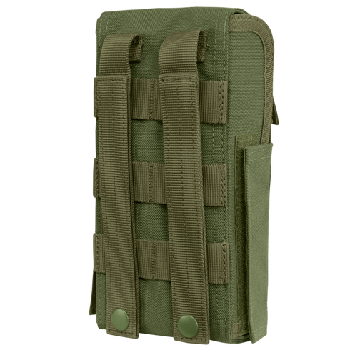 The Condor Shotgun Reload Pouch is a green tactical pouch with MOLLE webbing and snap-button straps for easy attachment to compatible gear.
