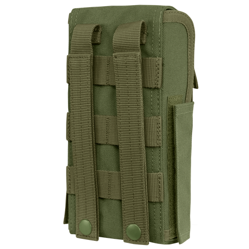 The Condor Shotgun Reload Pouch is a green tactical pouch with MOLLE webbing and snap-button straps for easy attachment to compatible gear.