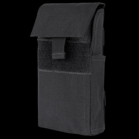 The Condor Shotgun Reload Pouch is a black rectangular nylon pouch with a hook-and-loop flap closure, ideal for carrying small items or accessories.