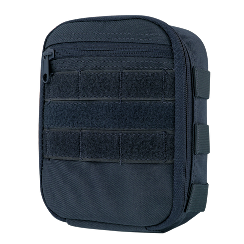 The Condor Sidekick Pouch is a compact black tactical pouch featuring a front zippered pocket, Velcro strips, and side MOLLE webbing for easy attachment.