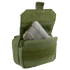 The Condor Digi Pouch in green is shown with its flap open, revealing a gray rectangular item stored inside.