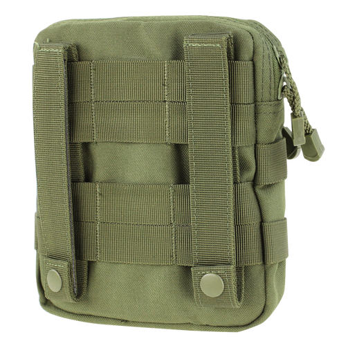 The Condor G.P. Pouch - Scorpion OCP features MOLLE straps and snap buttons on the back, allowing easy attachment to gear or backpacks for military or law enforcement use.