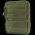 The Condor G.P. Pouch in Olive Drab features zippered compartments and MOLLE webbing, ideal for organizing gear and attaching to backpacks or belts.