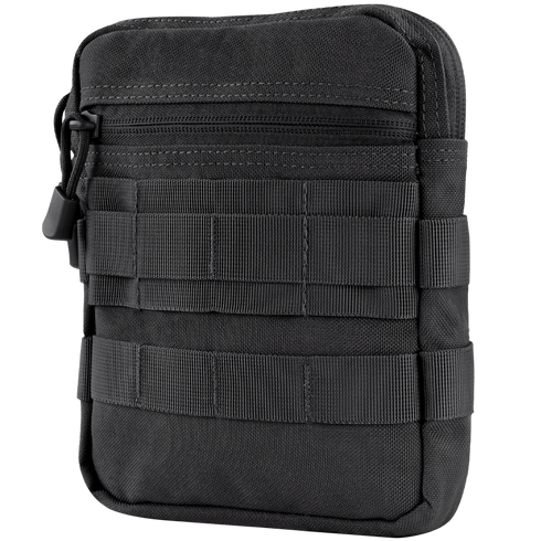 The Condor G.P. Pouch is a black tactical pouch with multiple zippered compartments and front webbing straps—perfect for EDC or organizing gear at the range.