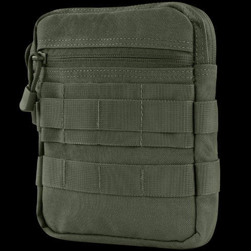 The Condor G.P. Pouch in olive green features a zipper closure, front zip pocket, and horizontal webbing for modular attachments—perfect for everyday carry or law enforcement use.