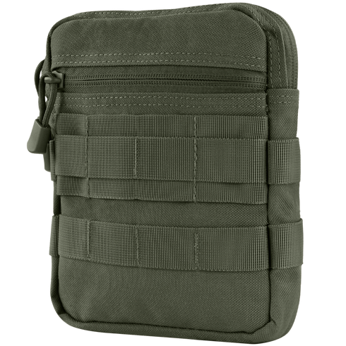 The Condor G.P. Pouch in olive green features a zipper closure, front zip pocket, and horizontal webbing for modular attachments—perfect for everyday carry or law enforcement use.