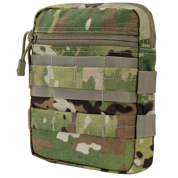 The Condor G.P. Pouch - Scorpion OCP is a compact rectangular pouch with zipper closure, horizontal straps, and front loops, ideal for bushcraft or tactical first responder applications.