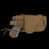The Condor HT Holster, made of tan tactical fabric, securely holds a grey training pistol with a strap and cord, shown on a white background.
