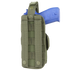 The Condor VT Holster - Scorpion OCP features MOLLE webbing, ideal for military use or EDC, and securely holds a blue training pistol.