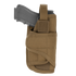 The Condor VT Holster is a black handgun holster made of brown tactical fabric with a strap and Velcro closure, ideal for law enforcement or shooting range use.