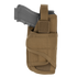 The Condor VT Holster is a black handgun holster made of brown tactical fabric with a strap and Velcro closure, ideal for law enforcement or shooting range use.