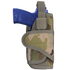 A blue training pistol in a Condor VT Holster - Scorpion OCP, featuring a camouflage pattern and Velcro strap.