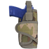 A blue training pistol in a Condor VT Holster - Scorpion OCP, featuring a camouflage pattern and Velcro strap.