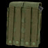 The Condor Double AK/AR Mag Pouch, in green, features MOLLE webbing and snap-button straps, with a magazine partially visible in the upper right corner.