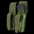 Two Condor Double AK Kangaroo Mag Pouches in Scorpion OCP, ideal for EDC or range use, with one black rifle magazine partially inserted in the right pouch.