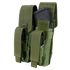 Two Condor Double AK Kangaroo Mag Pouches in Scorpion OCP, ideal for EDC or range use, with one black rifle magazine partially inserted in the right pouch.