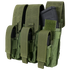 The Condor Triple AK Kangaroo Mag Pouch in Scorpion OCP has three compartments for rifle magazines, each secured by Velcro and buckle flaps—ideal for military use or the shooting range.