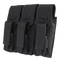 The Condor Triple AK Kangaroo Mag Pouch is a black tactical pouch with three compartments and velcro flaps, perfect for secure and efficient rifle magazine storage for law enforcement or first responders.
