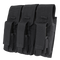 The Condor Triple AK Kangaroo Mag Pouch is a black tactical pouch with three compartments and velcro flaps, perfect for secure and efficient rifle magazine storage for law enforcement or first responders.