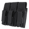The Condor Triple AK Kangaroo Mag Pouch is a black tactical pouch with three compartments and velcro flaps, perfect for secure and efficient rifle magazine storage for law enforcement or first responders.