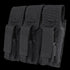 The Condor Triple AK Kangaroo Mag Pouch is a black tactical pouch with three compartments and velcro flaps, perfect for secure and efficient rifle magazine storage for law enforcement or first responders.