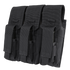The Condor Triple AK Kangaroo Mag Pouch is a black tactical pouch with three compartments and velcro flaps, perfect for secure and efficient rifle magazine storage for law enforcement or first responders.