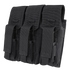 The Condor Triple AK Kangaroo Mag Pouch is a black tactical pouch with three compartments and velcro flaps, perfect for secure and efficient rifle magazine storage for law enforcement or first responders.