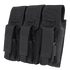 The Condor Triple AK Kangaroo Mag Pouch is a black tactical pouch with three compartments and velcro flaps, perfect for secure and efficient rifle magazine storage for law enforcement or first responders.