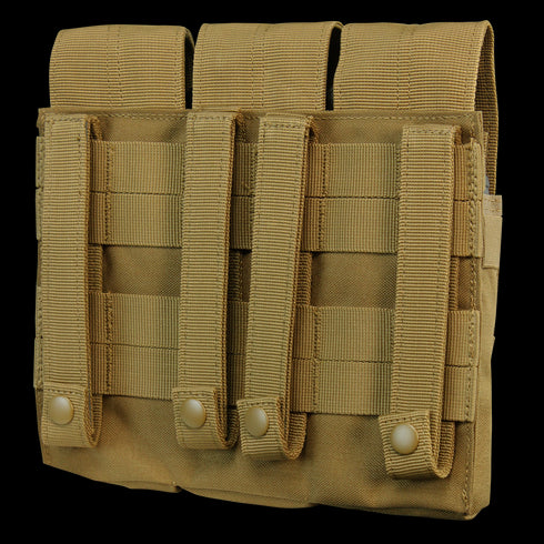Condors Triple AK Kangaroo Mag Pouch in Scorpion OCP has three compartments and secure straps—perfect for military, EDC, or bushcraft gear attachment to vests.
