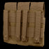 The Condor Triple AK Kangaroo Mag Pouch is a tan tactical MOLLE pouch with three vertical straps and button closures on the back, ideal for attachment to gear or vests—perfect for shooting range use or military EDC setups.