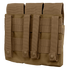 The Condor Triple AK Kangaroo Mag Pouch is a tan tactical MOLLE pouch with three vertical straps and button closures on the back, ideal for attachment to gear or vests—perfect for shooting range use or military EDC setups.