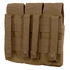 The Condor Triple AK Kangaroo Mag Pouch is a tan tactical MOLLE pouch with three vertical straps and button closures on the back, ideal for attachment to gear or vests—perfect for shooting range use or military EDC setups.