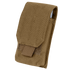 The Condor Tech Sheath is a brown tactical pouch crafted from durable fabric, featuring a flap closure and a front strap, shown against a white background.