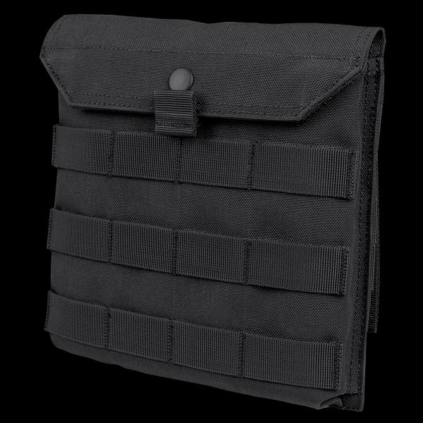 The Condor Side Plate Pouch features a flap closure, snap button, and multiple horizontal MOLLE straps for secure attachment.