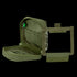 The Condor 4 x 4 Utility Pouch in olive green features a zippered opening, internal compartments, elastic straps, and a clear plastic window section on the right side.